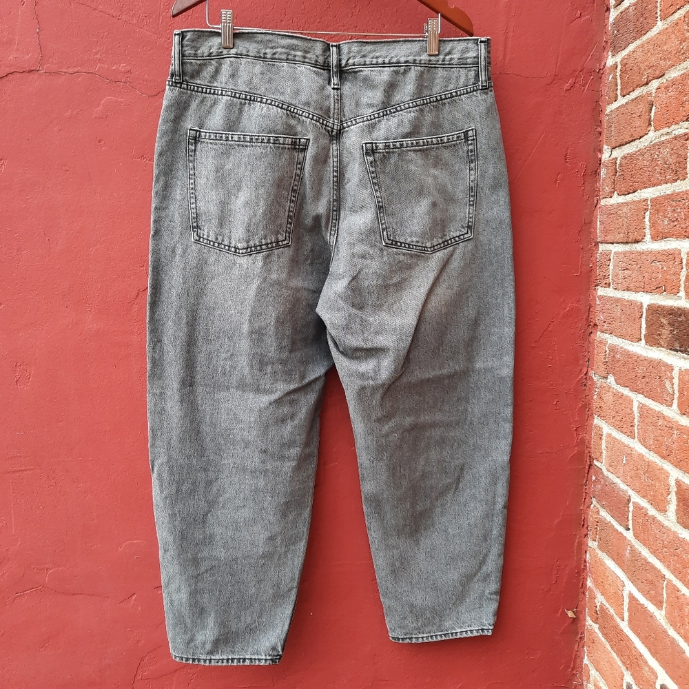 GAP Barrel Jean High Rise Gray Wash Plus 33 16 NEW Washed Black - Picture 5 of 14
